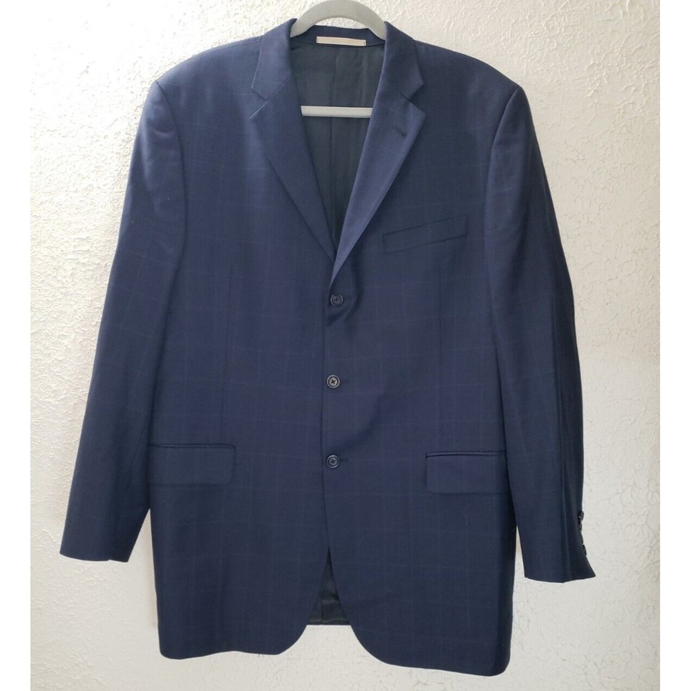 Burberry London Sz 44 L Bond Suit Jacket Sport Coat Men's Navy Blazer 100% Wool - Picture 1 of 15